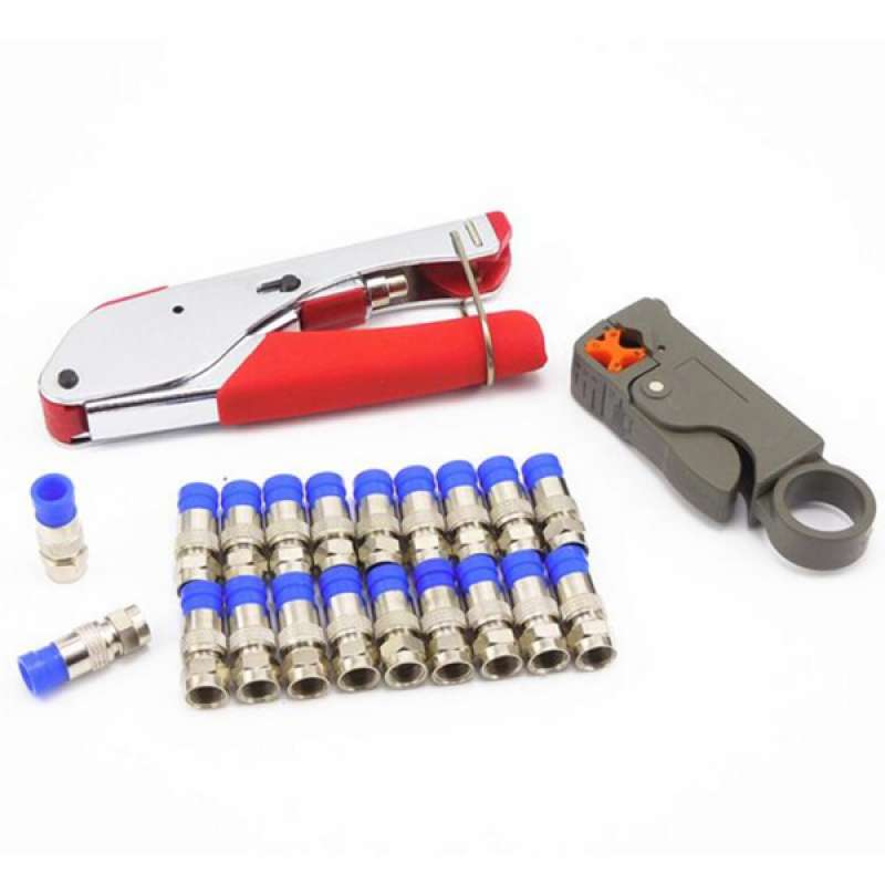 Jual Coax Coaxial Cable Crimper Compression Tool With 20 Connectors Kit 2 Colors Online Desember 2020 Blibli