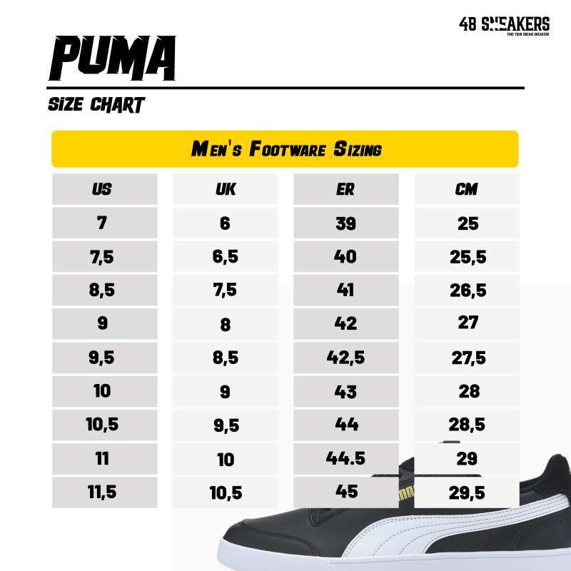Puma suede size chart online