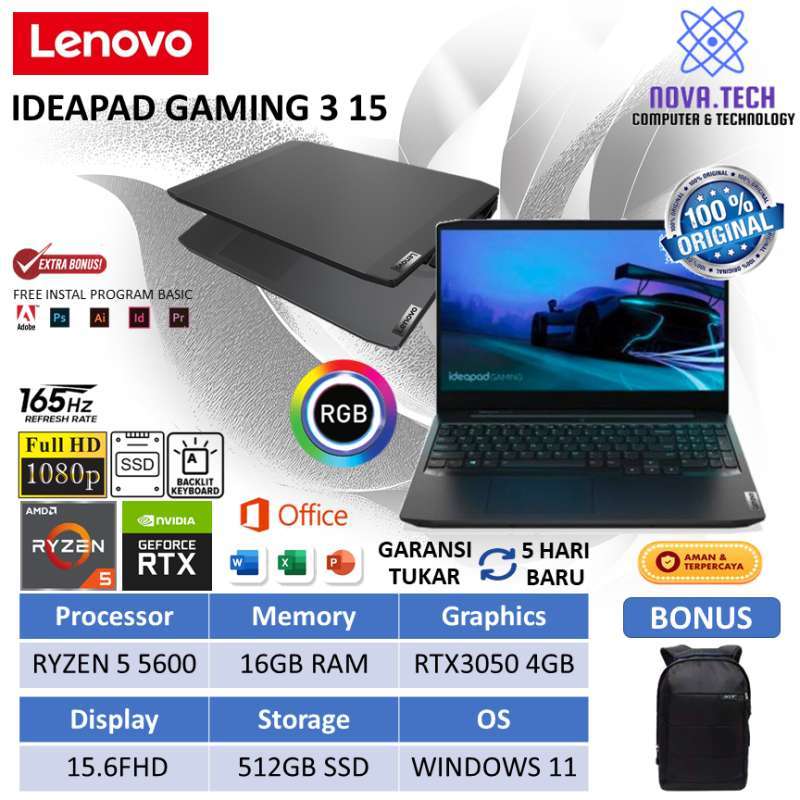 Jual Laptop Lenovo Ideapad Gaming 15 Ryzen 5600h RAM 16gb