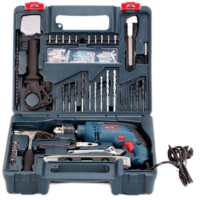 Bosch Impact Drill with Acc Bor Tangan Listrik Impact dengan Perkakas  13MM 650Watt GSB 13 RE