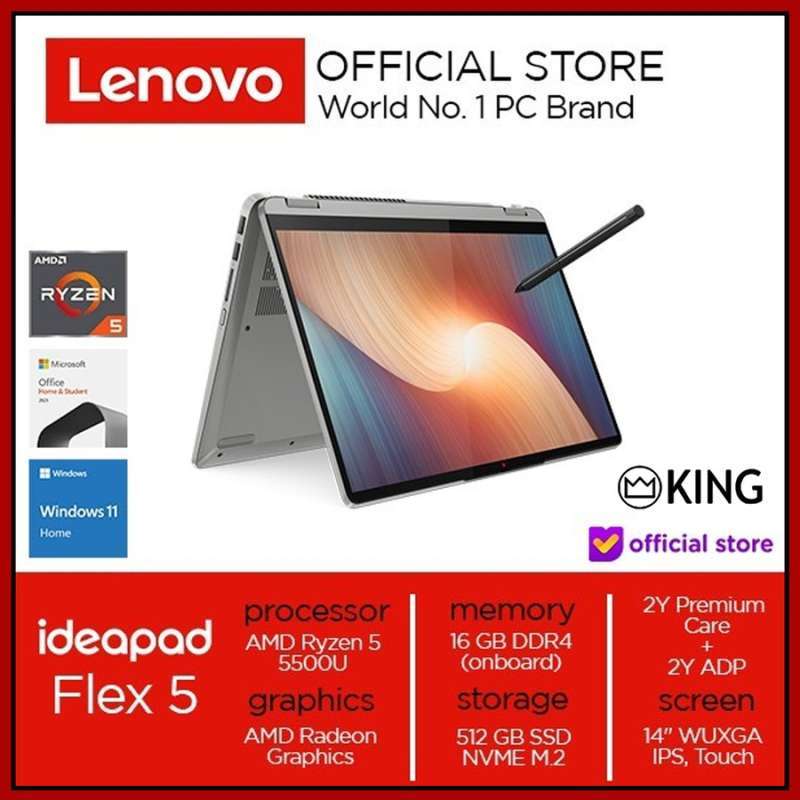 LAPTOP LENOVO FLEX RYZEN 5500U 16GB 512GB SSD TOUCH W11 OHS