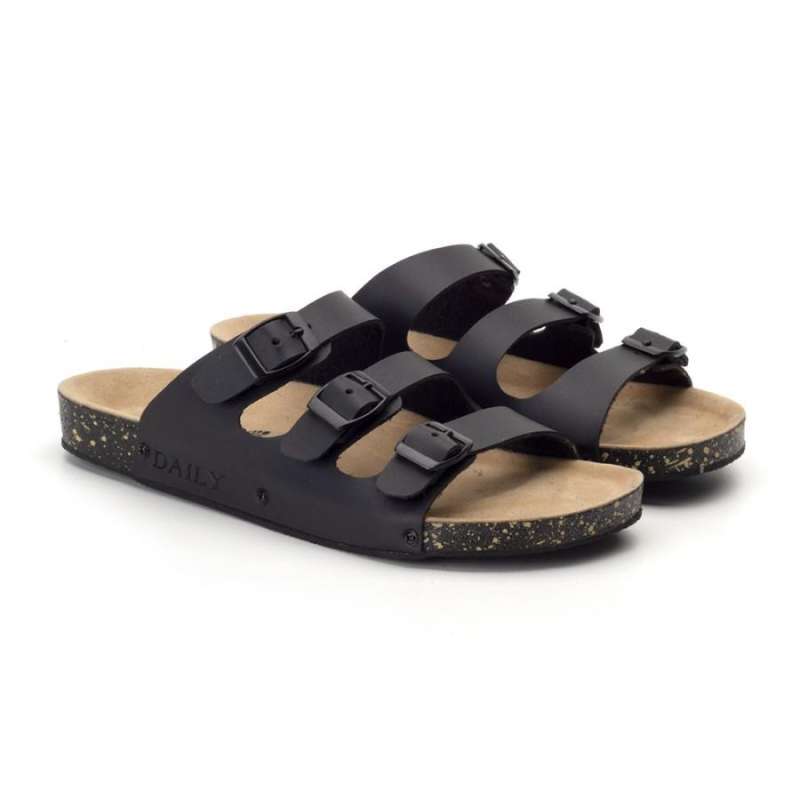 FARGO FULL BLACK MNM x DAILY Sandal Pria Sendal Casual Kulit ORI