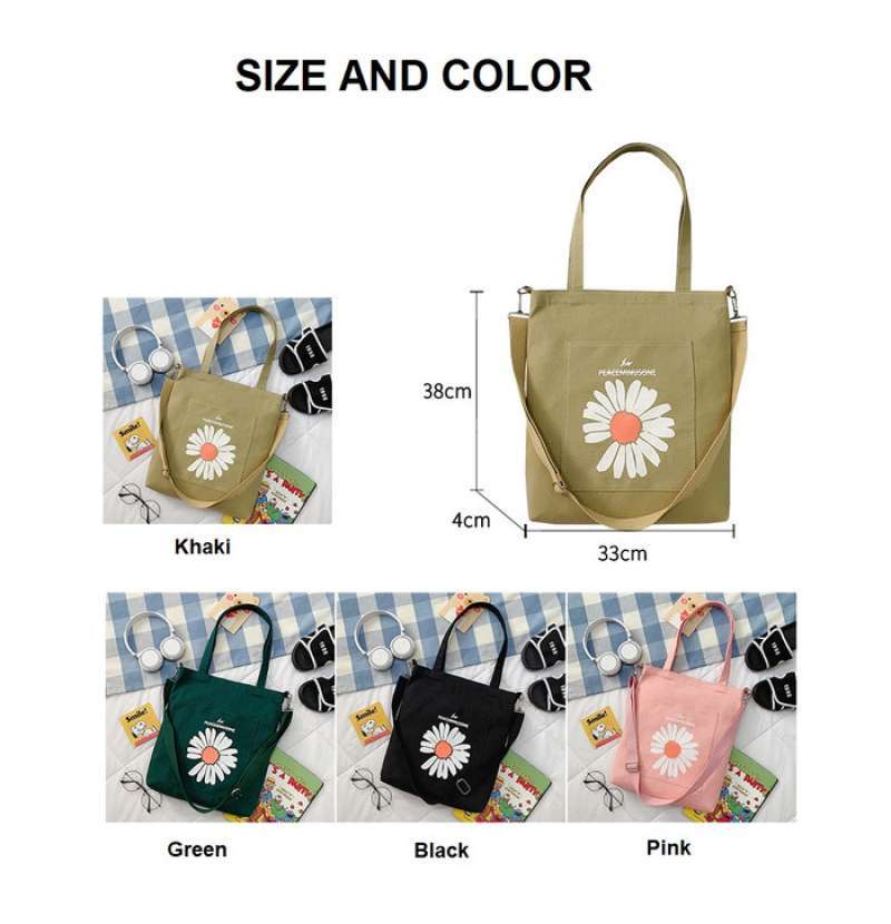 Jual Tas Canvas Wanita One Daisy Flower Sling Bag Tote Bag G 026 Online November 2020 Blibli