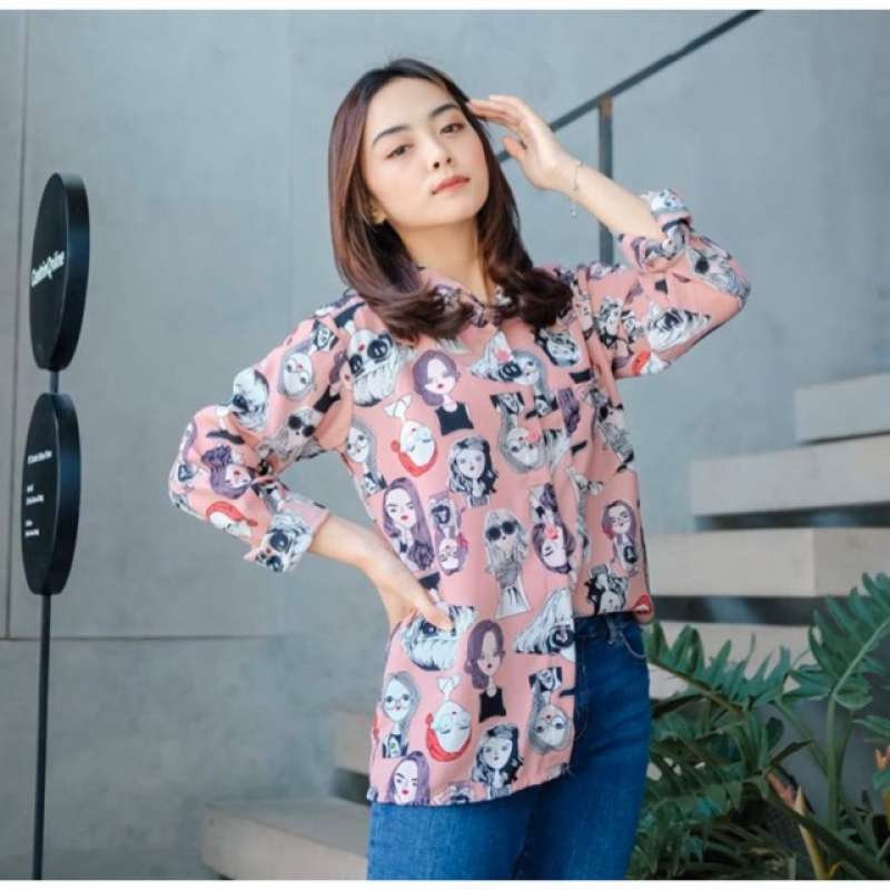 Jual Kemeja Wanita Murah Kemeja Retro Kemeja Monalisa Kacamata Online Februari 2021 Blibli