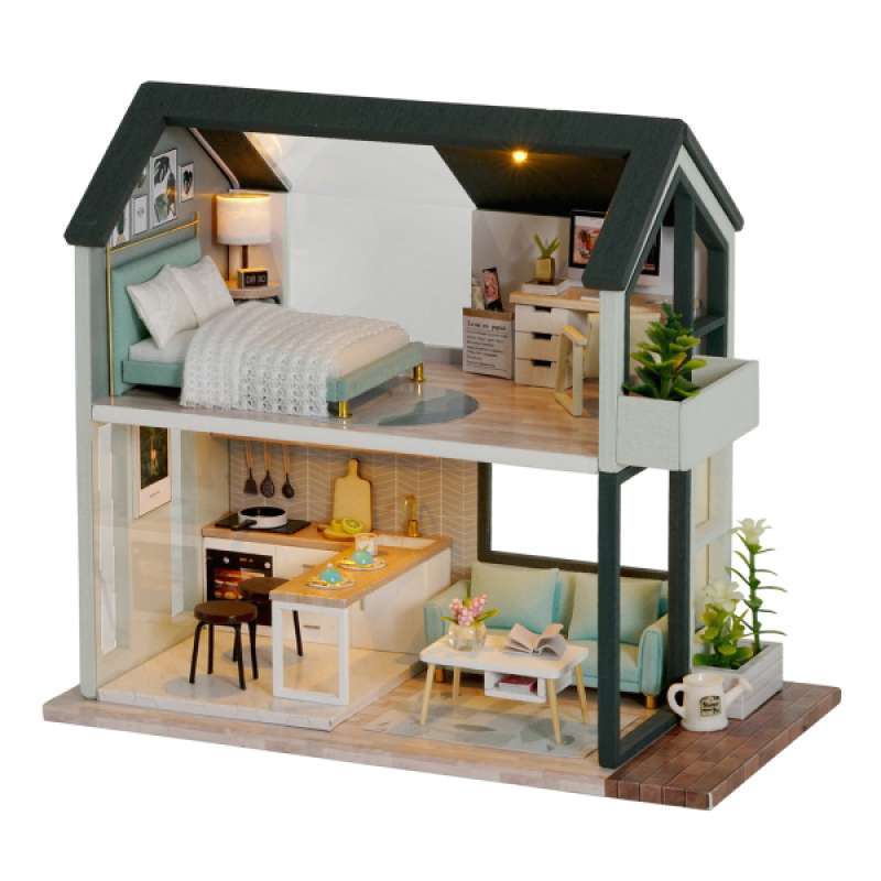 Promo 1 24 Diy Doll House Wooden Houses Miniature Dollhouse Furniture Kit Toys Style2 Di Er Homyl China Blibli - Diy Dollhouse Furniture Kit