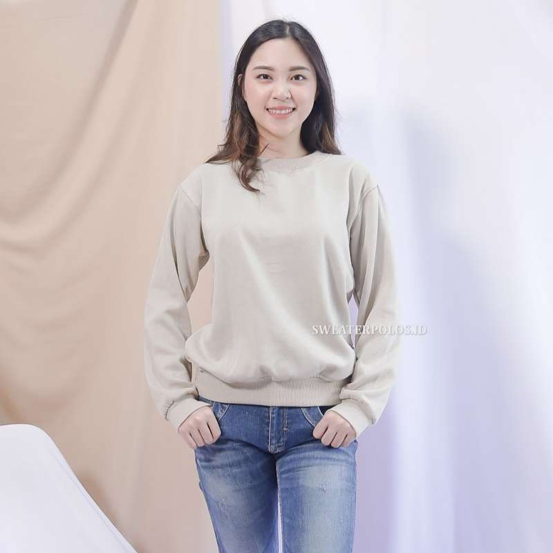 Promo JAKET BASIC SWEATER BEIGE WANITA 