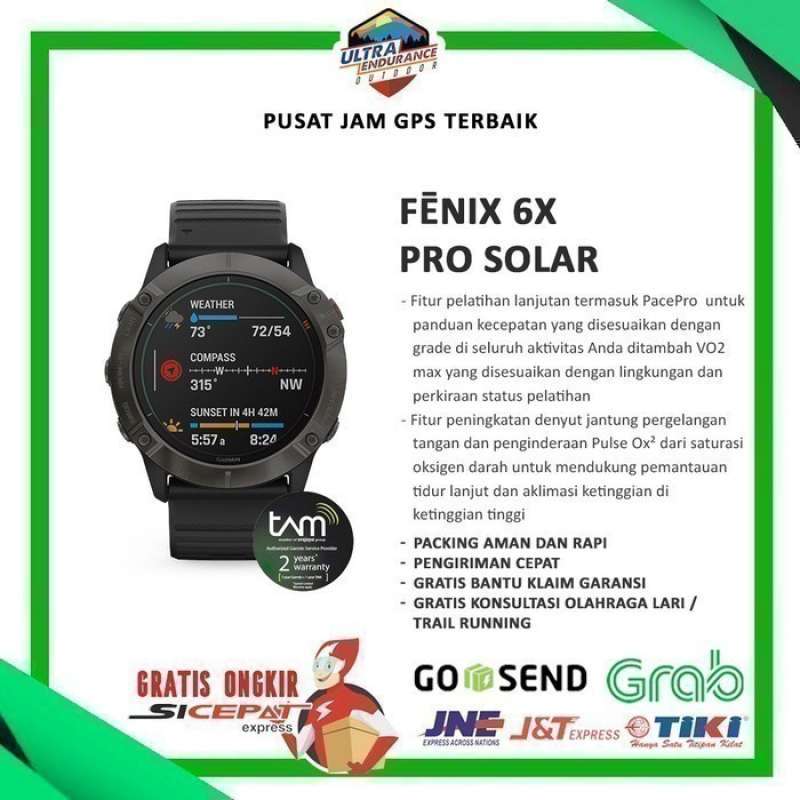 Jual GARMIN FENIX 6X PRO SOLAR BLACK TITANIUM CARBON GRAY DLC WITH BLACK di  Seller Ultra Endurance Outdoor - Kota Jakarta Selatan, DKI Jakarta | Blibli