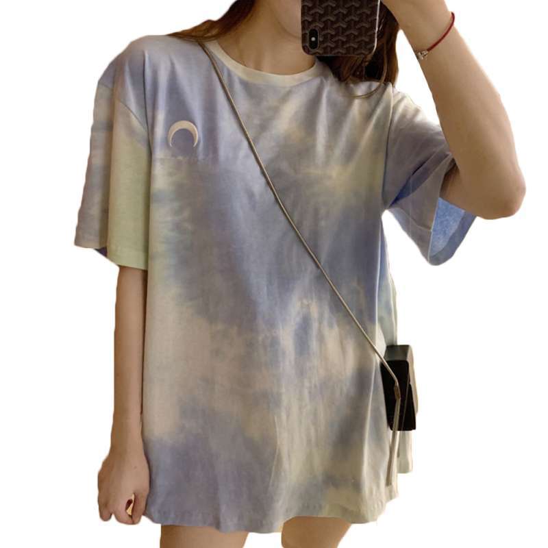 O Neck Tie Dye Gradient Color 
