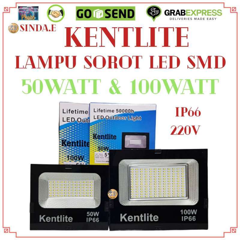 kentlite lampu sorot halogen led smd flood light led 100 watt putih 220v