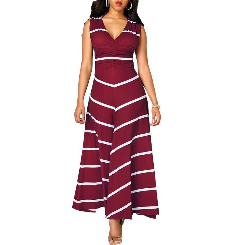 V Neck Sleeveless High Waist Maxi Dress 