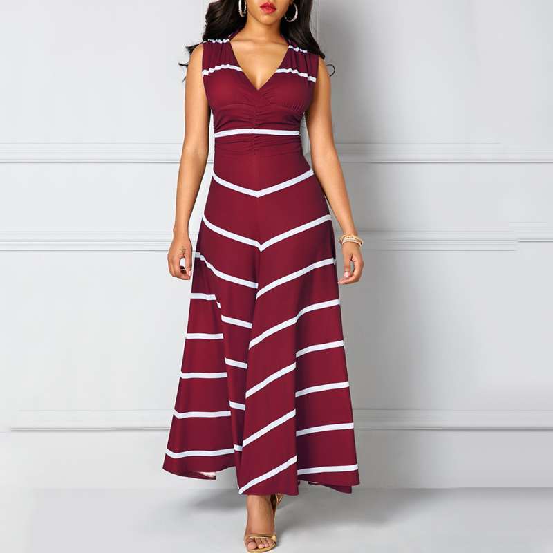V Neck Sleeveless High Waist Maxi Dress 