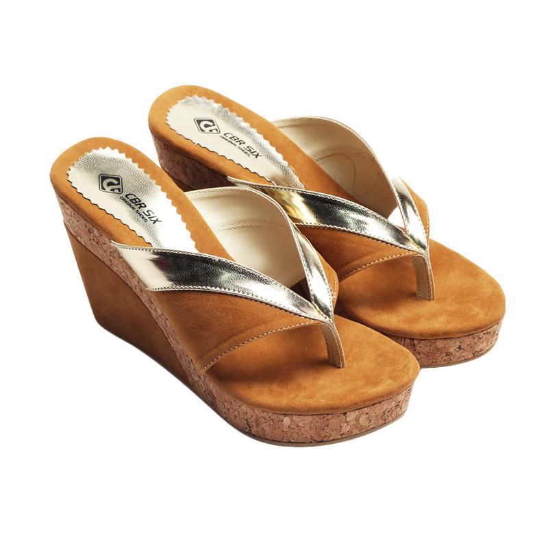 CBR Six Women Delaney Sandal Wedges - Cokelat