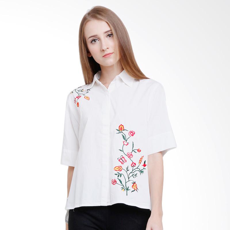 Cocolyn Flora Shirt Atasan Wanita - white
