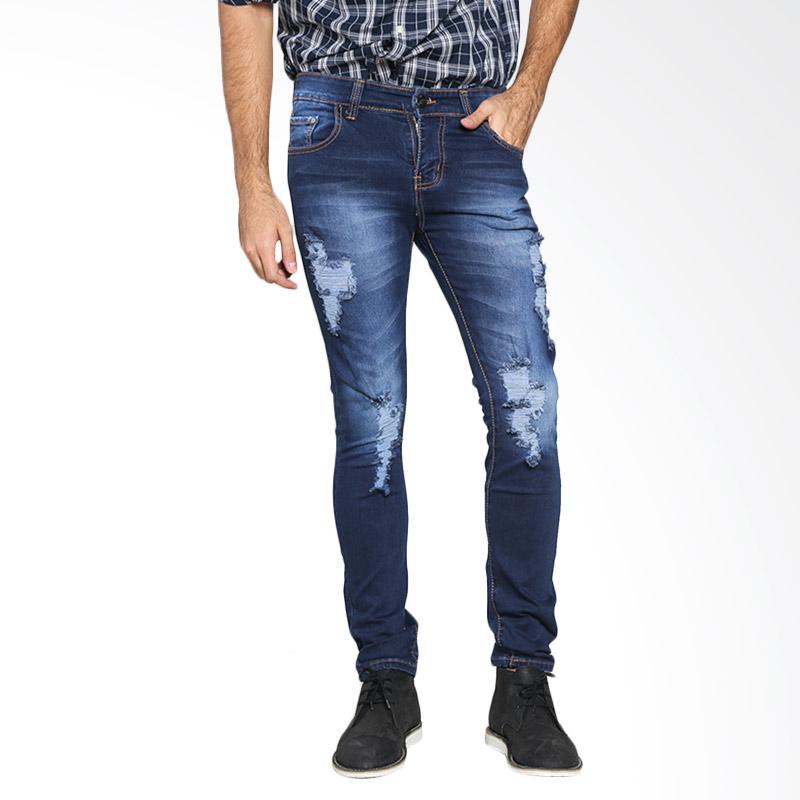 VM SBK05 Model Sobek Denim Fashion Celana Jeans - Biru