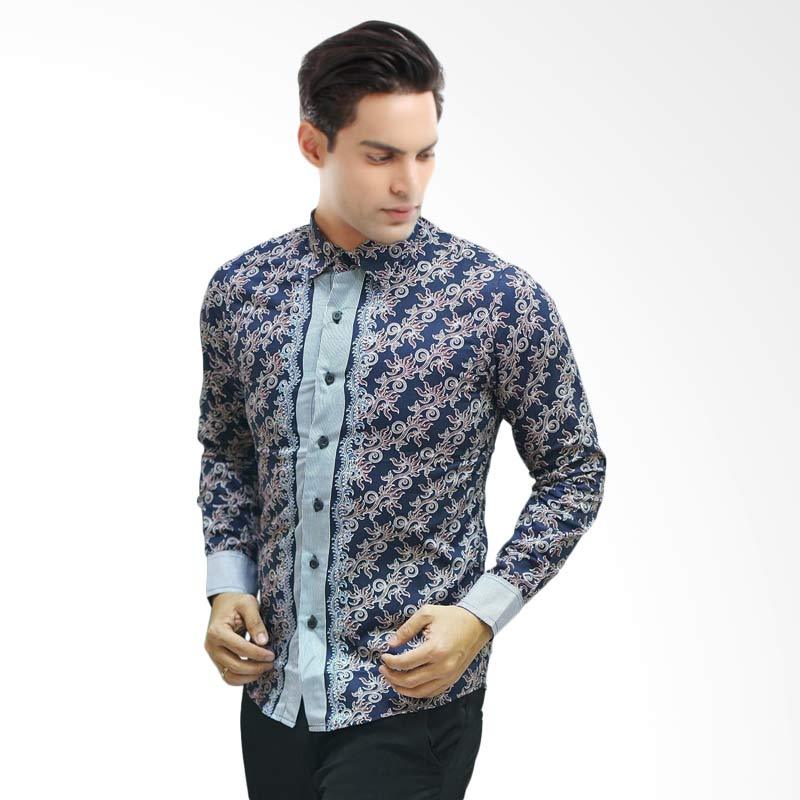 Hype Box Batik Pria Lengan Panjang - Biru Dongker