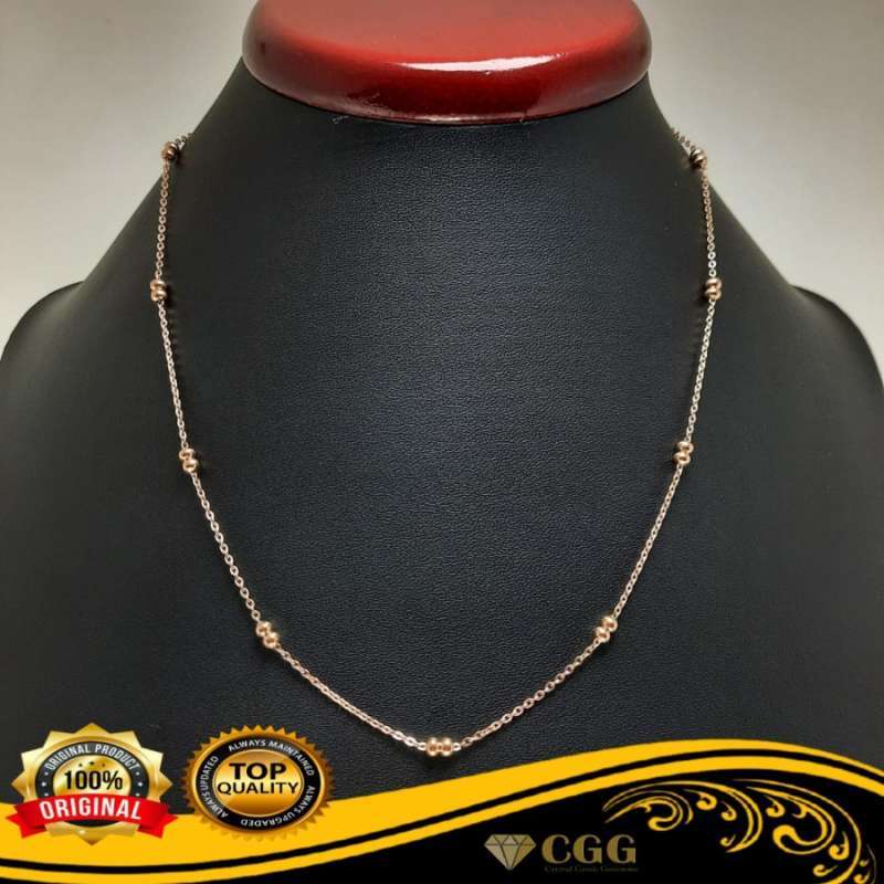 Kalung Emas Rose Gold Titanium Asli Original Model Rantai Bola
