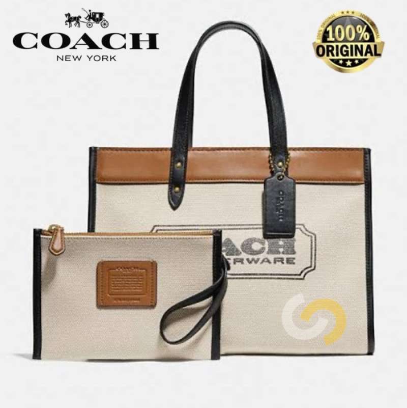 Coach field tote sales 30 with badge women's