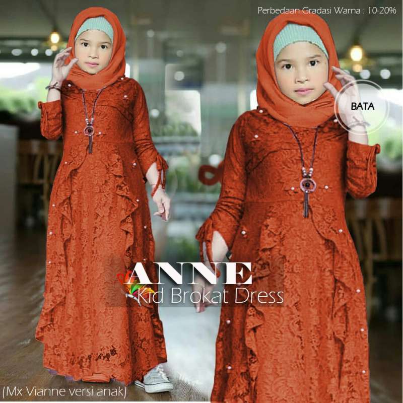 Jual Gamis Anak Brokat Mutiara Anne Maxi Dress Panjang Fashion Muslimah Vianne Kid Cewek Brukat Pearl Murah Mei 2021 Blibli