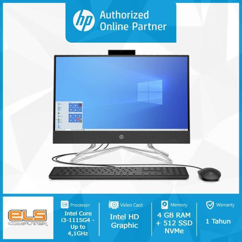 pc all in one hp df1001d black led 22 fhd i3 1115g4 4gb 512gb dvd rw w10