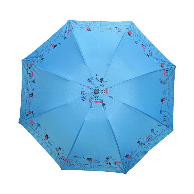 Ulasan Terbaru Rainy Collections Motif Anak Sekolah Payung Lipat - Biru Dan Harganya
