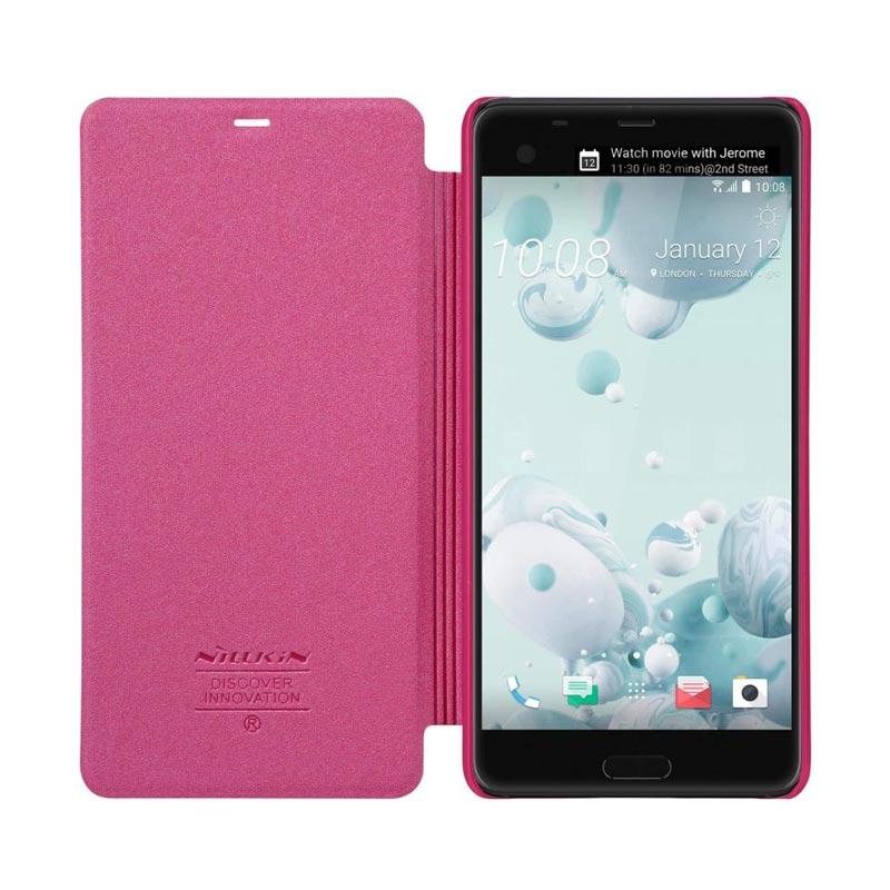 nillkin sparkle leather flip cover casing for htc u ultra or htc ocean note pink