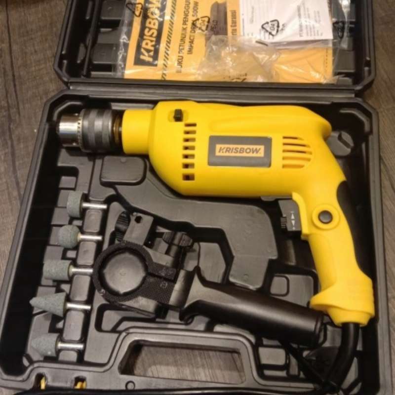 Jual Krisbow Set Mesin Bor Impact Drill 13mm 500 Watt 21 pcs