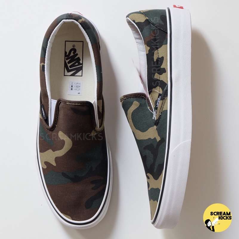 gray camo vans slip ons