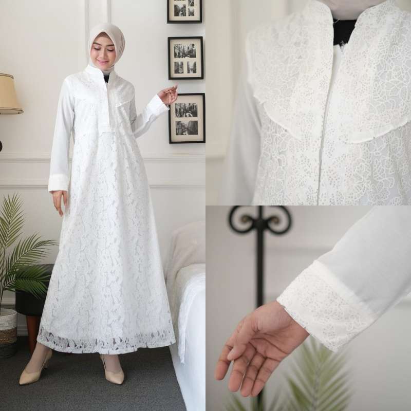 Promo Gamis Putih Wanita Gamis Brukat Baju Muslim Wanita Terlaris Di Seller Sentral Fashion Kab Subang Jawa Barat Blibli
