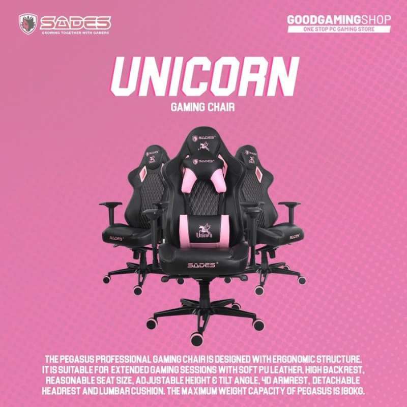Pink unicorn gaming clearance chair