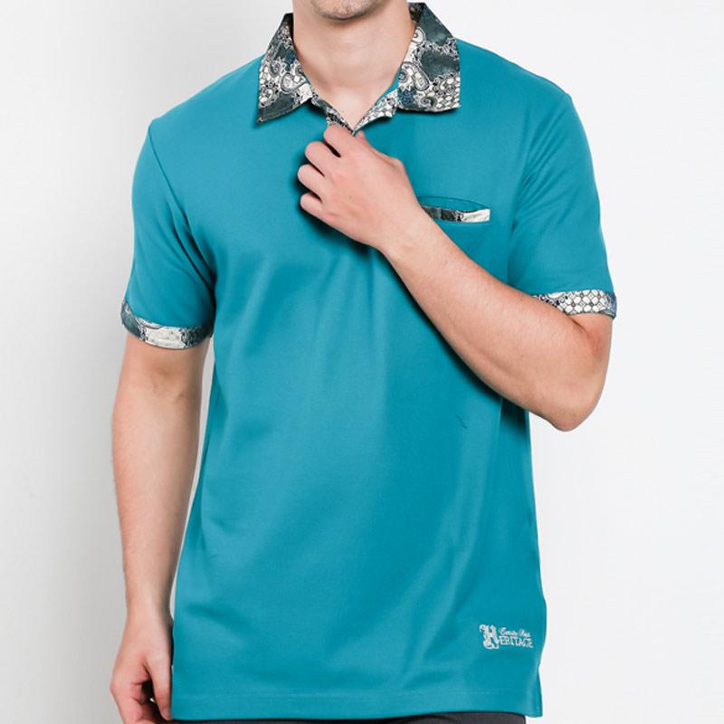 Batik Heritage Polo Shirt Pria Toska