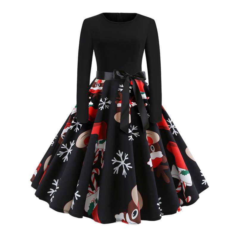 Promo Womens Dress Long Sleeve Xmas Dress A-line Cocktail Party Dress S  Print 1 Diskon 29% di Seller Homyl - Shenzhen, Indonesia | Blibli