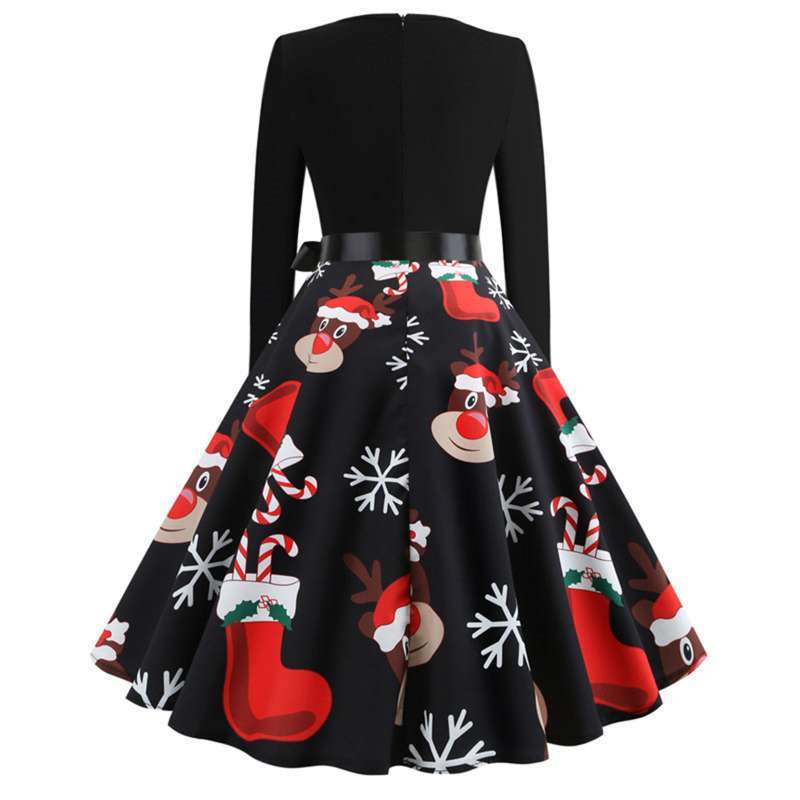 Womens Dress Long Sleeve Xmas Dress 