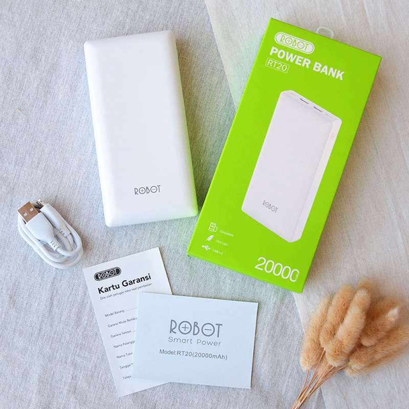 POWERBANK ROBOT RT-20 20000 MAH POWER BANK ROBOT DOUBLE PORT POWERBANK  ROBOT RT-20 20000 MAH