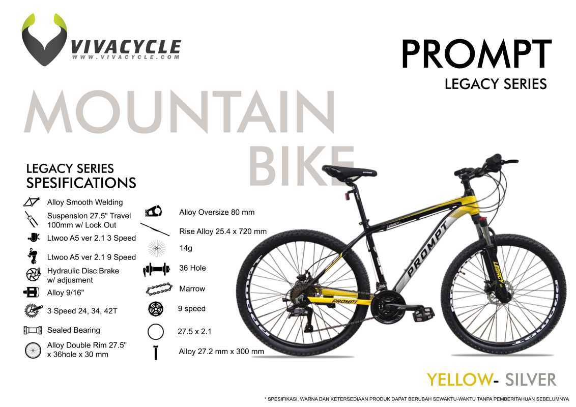 Jual Sepeda MTB 27 Vivacycle Prompt Legacy V2.0 Alloy 27sp Biru