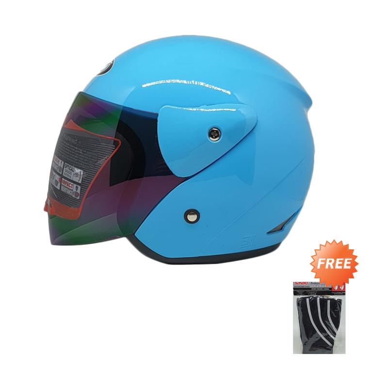 GIX Lotus Jet Solid Helm Half Face + Free Hand Glove