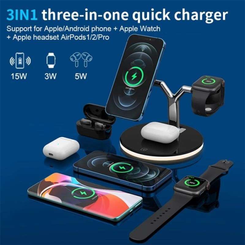 Promo Wireless Charger 3 in 1 Magsafe Apple Watch TWS Airpods J970 di  Seller Artosseals - Kota Jakarta Barat, DKI Jakarta | Blibli