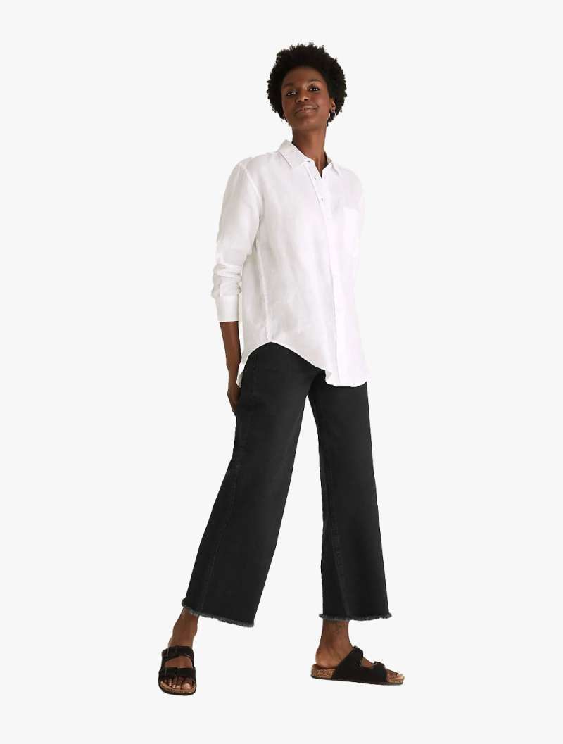 High Waisted Wide Leg Cropped Jeans 
