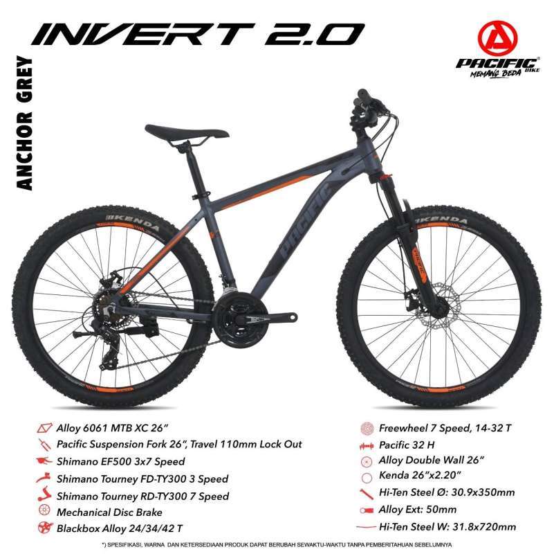 Jual Sepeda Gunung Mtb 26 Inch Pacific Invert New Alloy 3x7 - Main Image