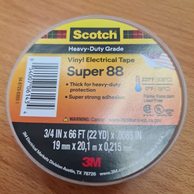 Gratis Ongkir 3M Scotch Super 88 Vinyl Tape Hitam