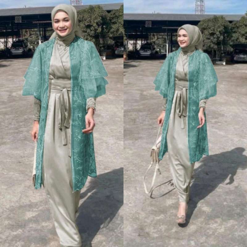 Promo Setelan Dress Lucia Brukat Tile Velvet Kimono Dress Outer