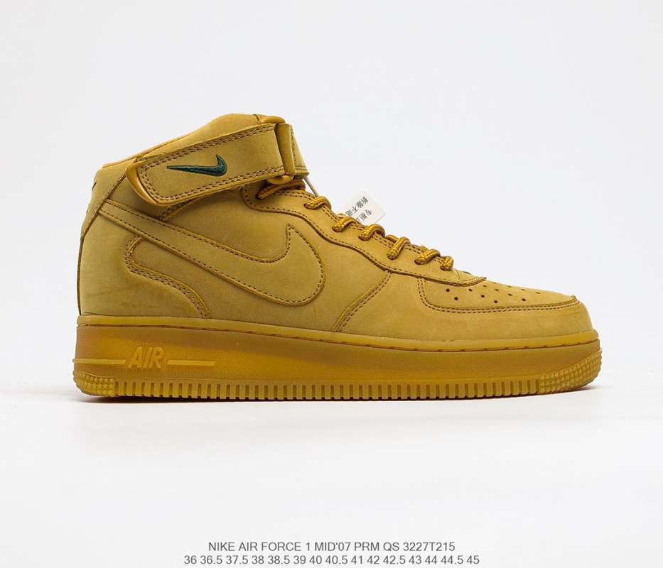 Promo Running volume NIKE AIR Force 1 07 mid PRM QS flat NIKE AIR Force  middle top wheat front rear sole NIKE AIR unit casual sports board shoe 32  - 40 di