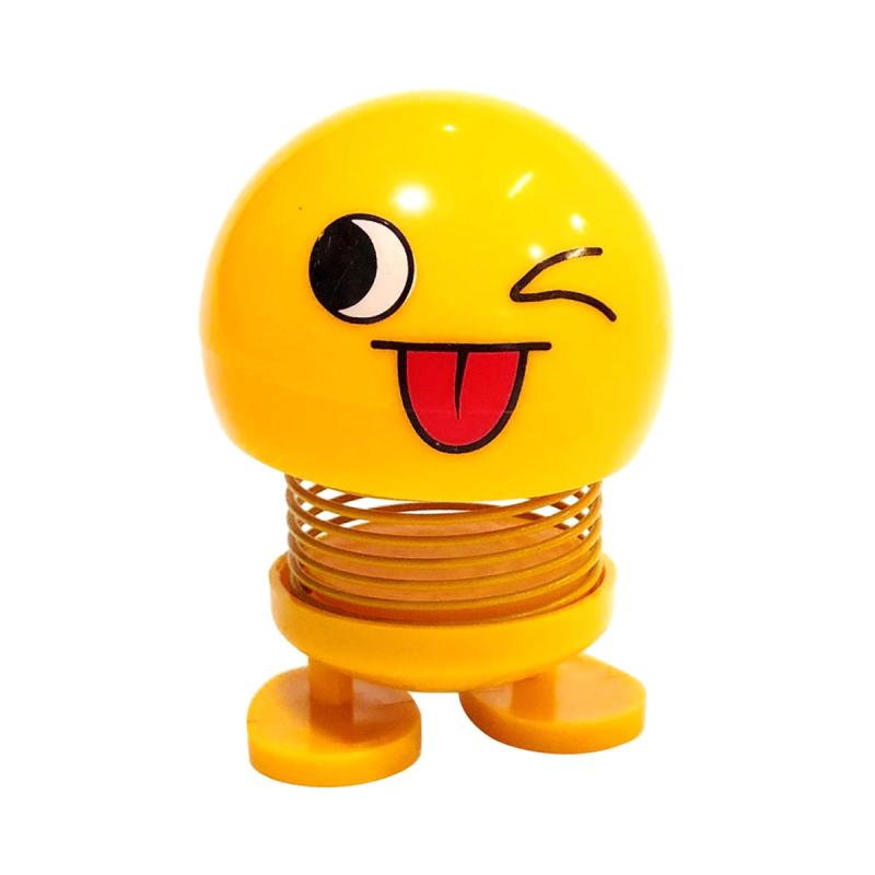 bluelans 12 cartoon cute funny emoji shaking head toy car dashboard bobblehead doll ornament yellow