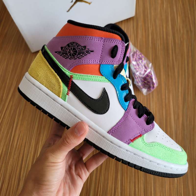 Air Jordan 1 Mid SE Multi Color Lightbulb W multicolor swoosh