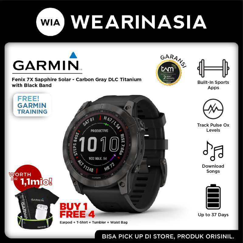 Garmin Fenix 7X Shappire Solar Smartwatch Original Garansi Resmi Tahun  FREE GIFT EXCLUSIVE
