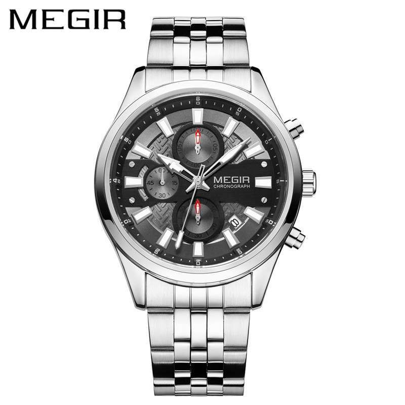 Jual MEGIR 2054 Jam Tangan Pria Analog Chronograph Tali Kulit