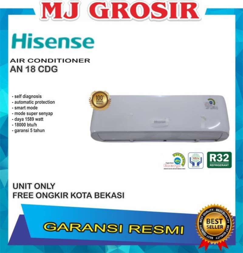 Jual AC HISENSE AN 18 CDG 2 PK AN18CDG R32 LOW WATT UNIT ONLY di