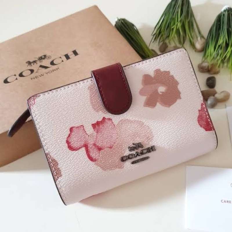 Zip Wallet With Halftone Floral Print 