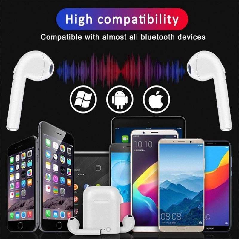 i7mini TWS Bluetooth Earphone i7 Mini Dual Ear Headset Wireless dengan  Kotak Charger