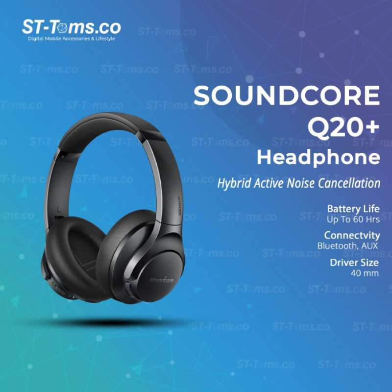 Promo Anker Soundcore Q20i / Q 20i Hybrid ANC Headphone Bluetooth AUX A3004  - Black - Jakarta Utara - St-toms.co