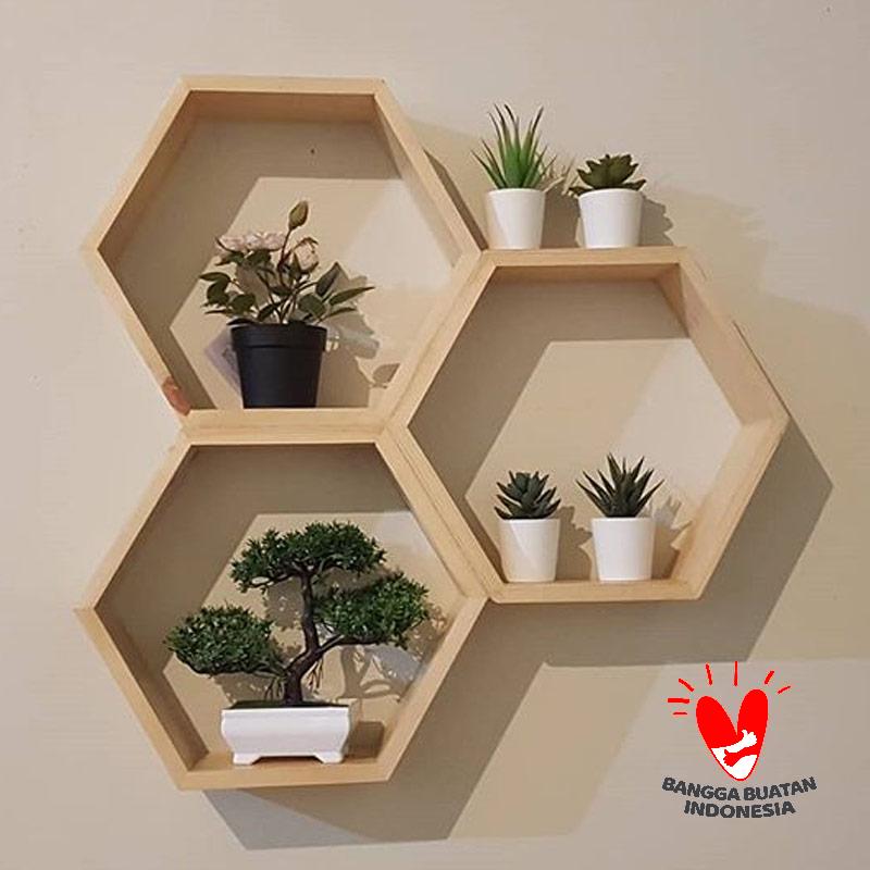 Jual Rak Dinding Minimalis Hexagonal Polos Online Agustus 2020